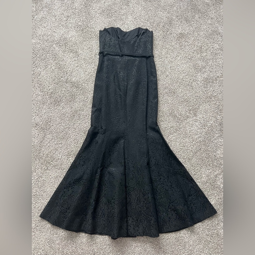 David Meister Size 8 Strapless Mermaid Ball Gown Black Baroque